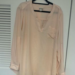 Ava & Viv tunic top in salmon pink with v neck top